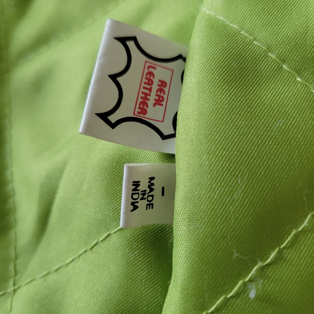 Vintage Y2K oversized long lime green genuine leather blazer jacket - Picture 6 of 9
